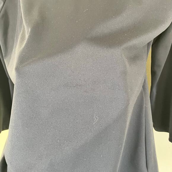 Ann Taylor Sz L Black Refined Stretch Wrap Top 3/4 Sleeve Fitted Feminine Office - Picture 6 of 16